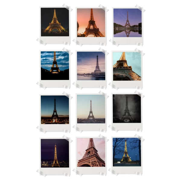 Eiffel Tower Prints Set of 12