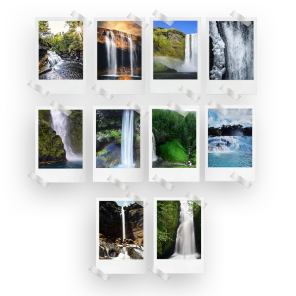 Waterfall Polaroids Set of 10