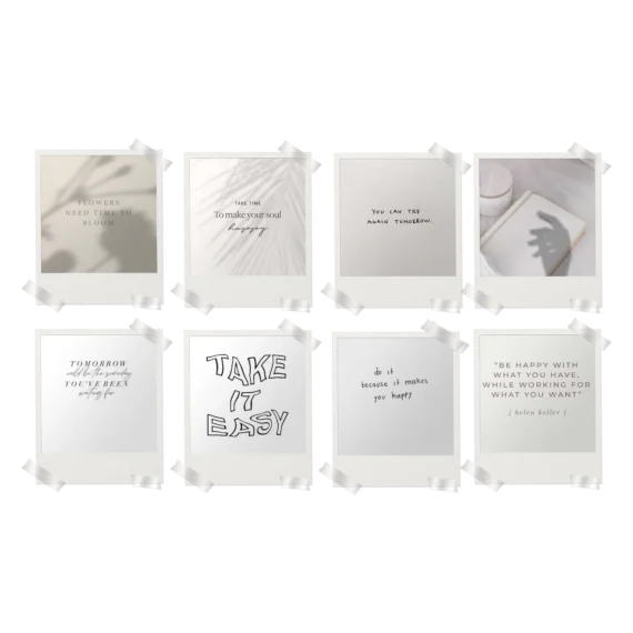 White Motivational Polaroids Set of 8