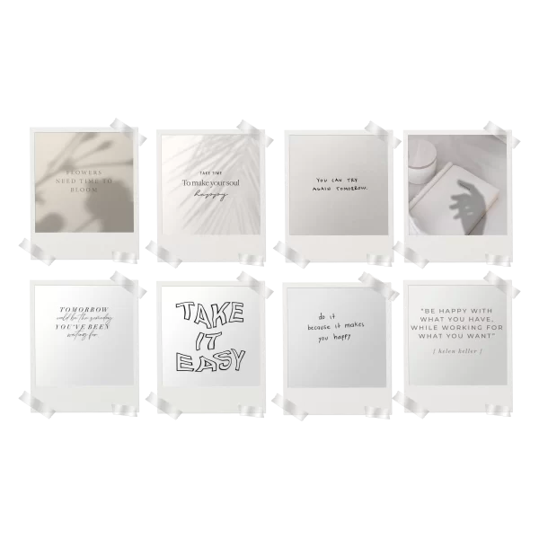 White Motivational Polaroids Set of 8