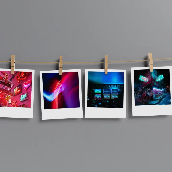 Neon Aesthetic Polaroids Set of 15