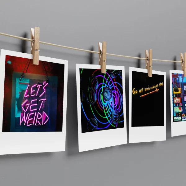 Neon Aesthetic Polaroids Set of 15