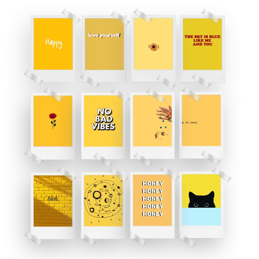 Yellow Aesthetic Prints Set of 12