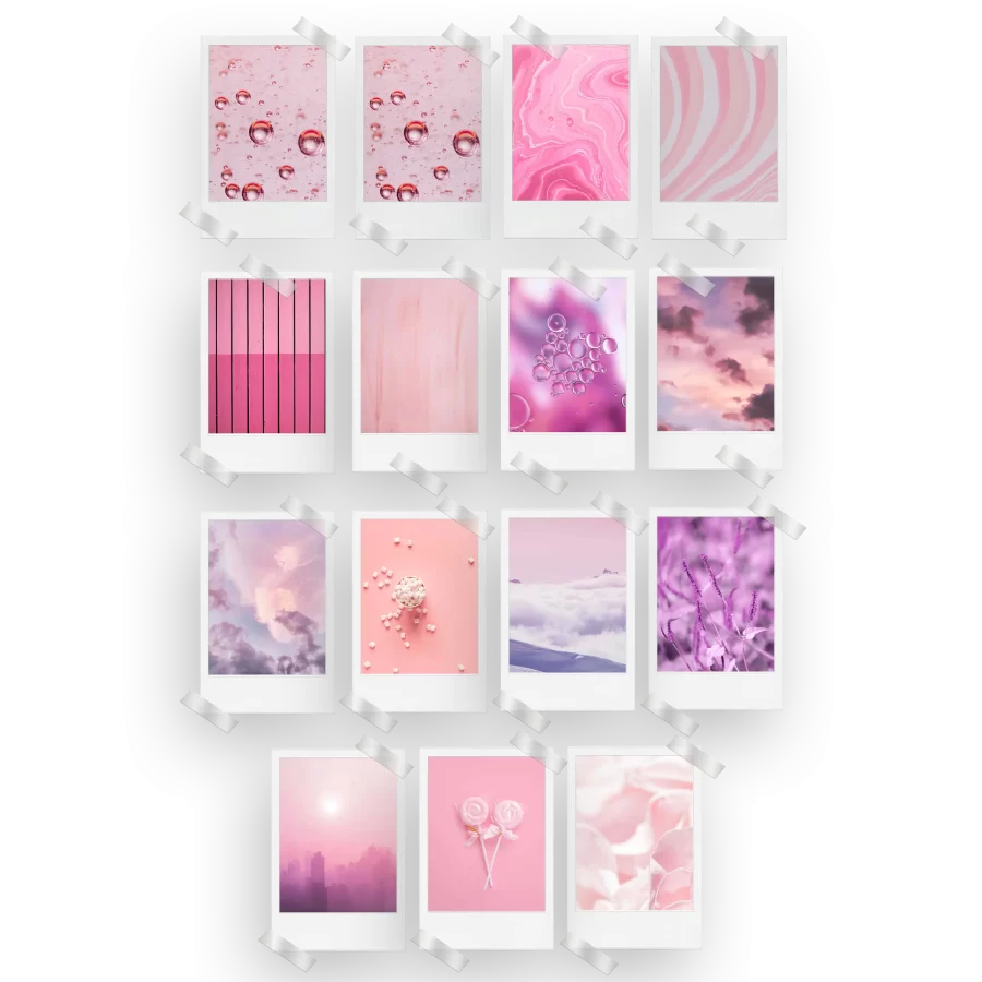 Pastel Pink Prints Set of 15