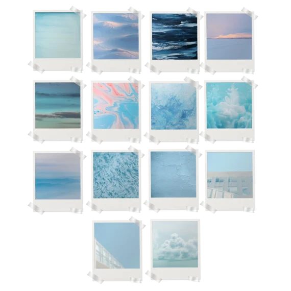 Pastel Blue Aesthetic Polaroids Set of 14