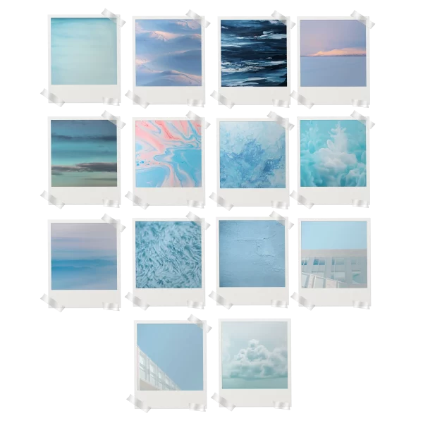 Pastel Blue Aesthetic Polaroids Set of 14