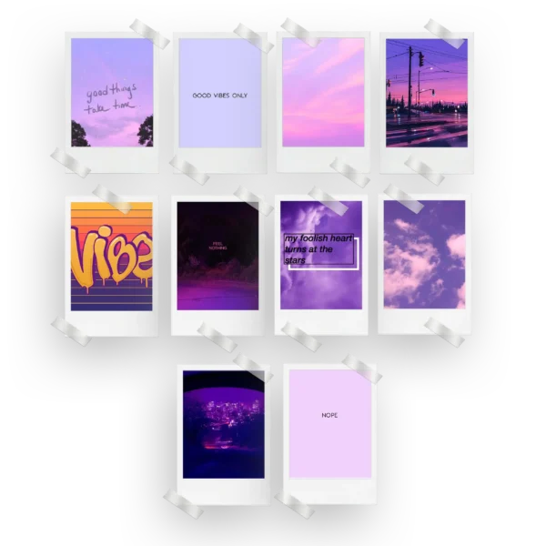 Purple Aesthetic Polaroids Set of 10