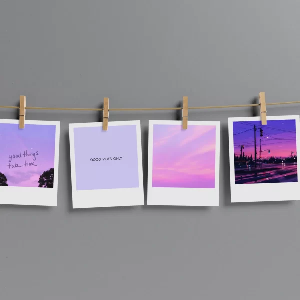 Purple Aesthetic Polaroids Set of 10