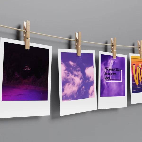 Purple Aesthetic Polaroids Set of 10