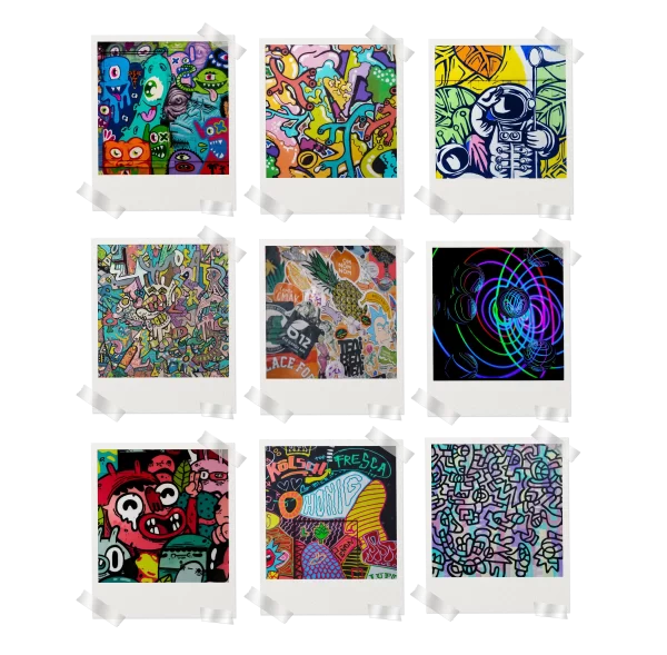 Doodle Abstract Polaroids Set of 9