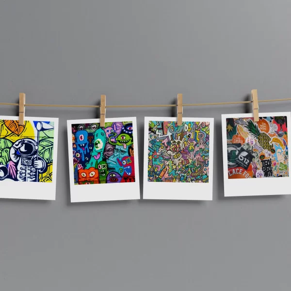 Doodle Abstract Polaroids Set of 9