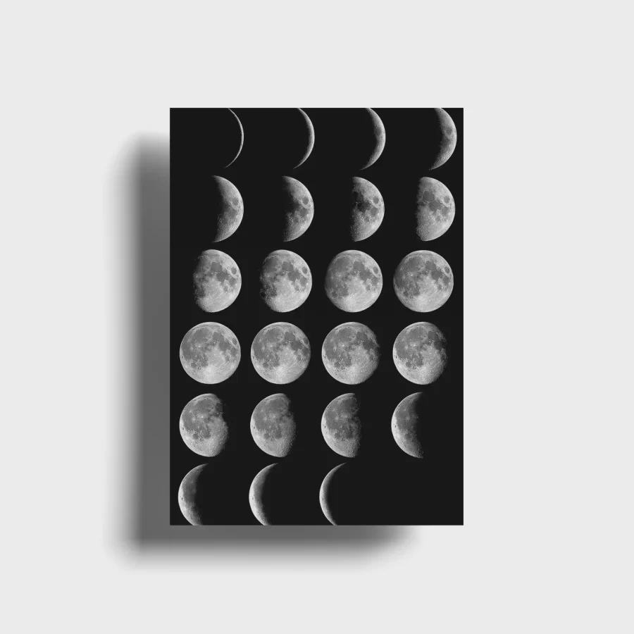 Phases of the Moon Astronomical Design Postcard - Set of 9