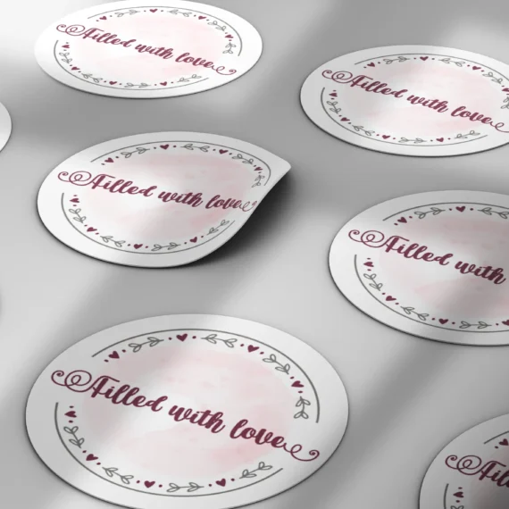 100 Pieces Round Filled with Love Round Packaging Label Stickers