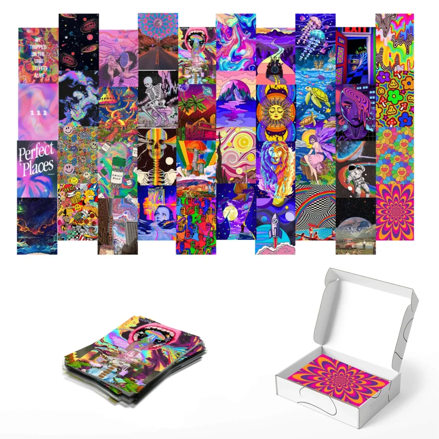 Psychedelic Trippy Aesthetics 40 Pieces Wall Collage Kit for Room Decor