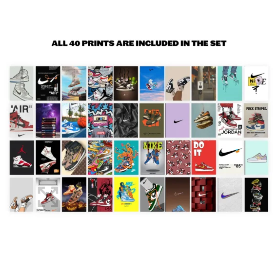 Sneakerhead Aesthetic 40 Pieces Wall Collage Kit for Room Decor